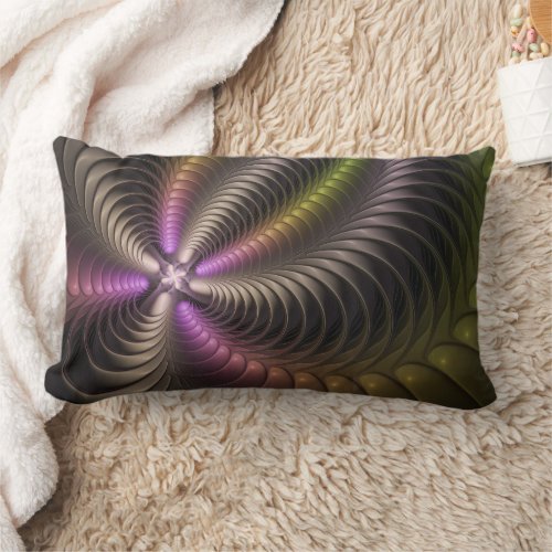 Abstract Shiny Trippy Colorful 3D Fractal Art Lumbar Pillow