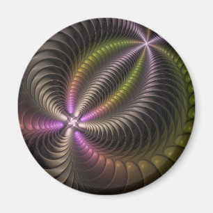 Abstract Shiny Trippy Colorful 3D Fractal Art Magnet