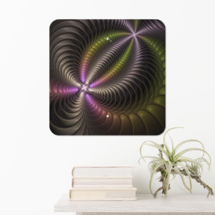 Abstract Shiny Trippy Colorful 3D Fractal Art Metal Sign