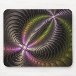 Abstract Shiny Trippy Colorful 3D Fractal Art Mouse Pad