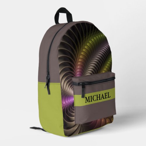 Abstract Shiny Trippy Colorful 3D Fractal Art Name Printed Backpack