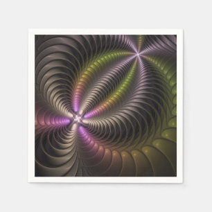 Abstract Shiny Trippy Colorful 3D Fractal Art Napkins