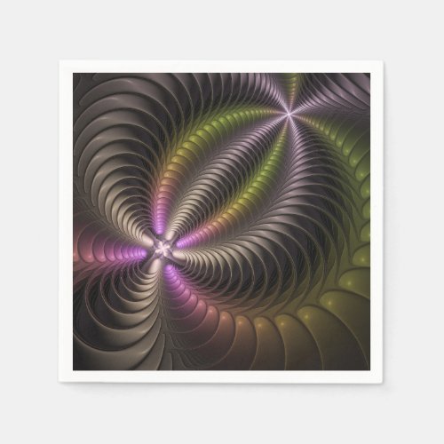 Abstract Shiny Trippy Colorful 3D Fractal Art Napkins