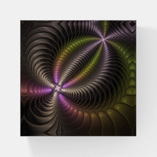 Abstract Shiny Trippy Colorful 3D Fractal Art Paperweight