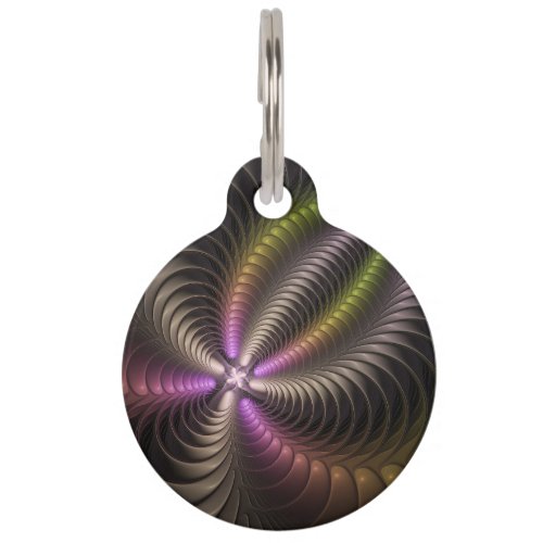 Abstract Shiny Trippy Colorful 3D Fractal Art Pet ID Tag