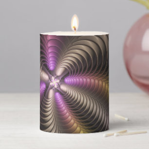 Abstract Shiny Trippy Colorful 3D Fractal Art Pillar Candle