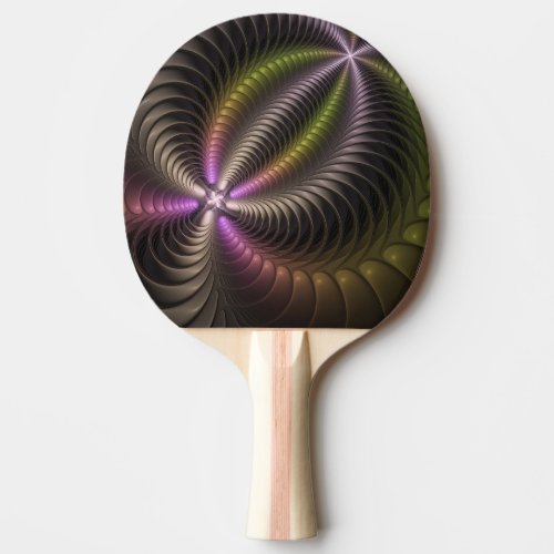 Abstract Shiny Trippy Colorful 3D Fractal Art Ping Pong Paddle