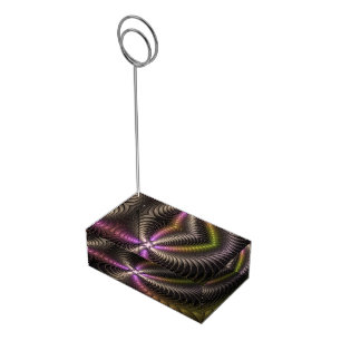 Abstract Shiny Trippy Colorful 3D Fractal Art Place Card Holder