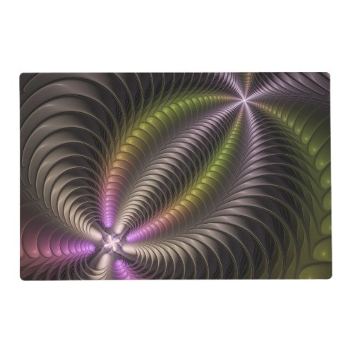 Abstract Shiny Trippy Colorful 3D Fractal Art Placemat