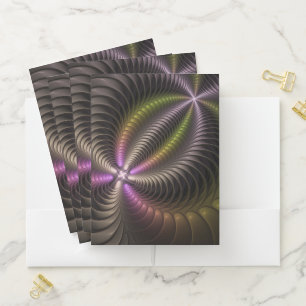Abstract Shiny Trippy Colorful 3D Fractal Art Pocket Folder