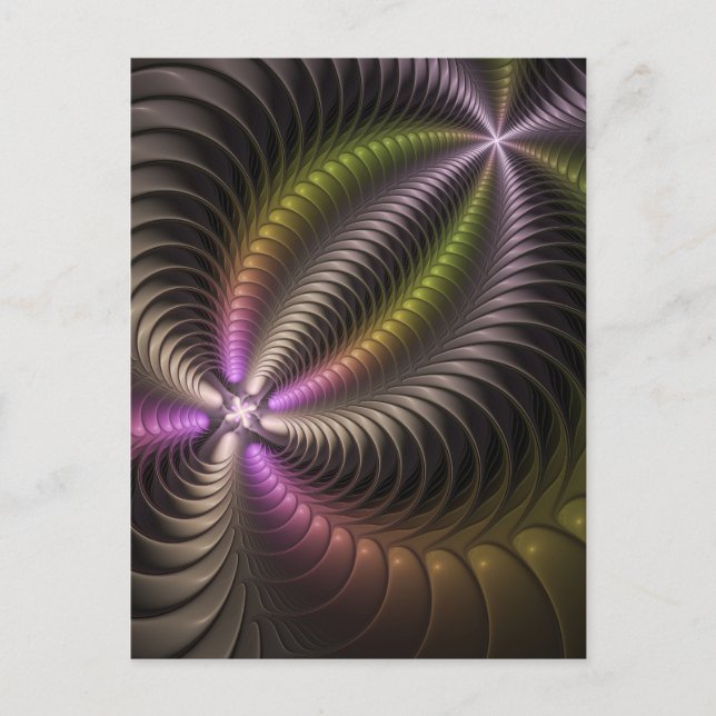 Abstract Shiny Trippy Colorful 3D Fractal Art Postcard (Front)