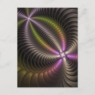Abstract Shiny Trippy Colorful 3D Fractal Art Postcard