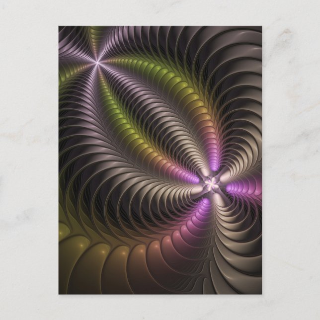 Abstract Shiny Trippy Colorful 3D Fractal Art Postcard (Front)