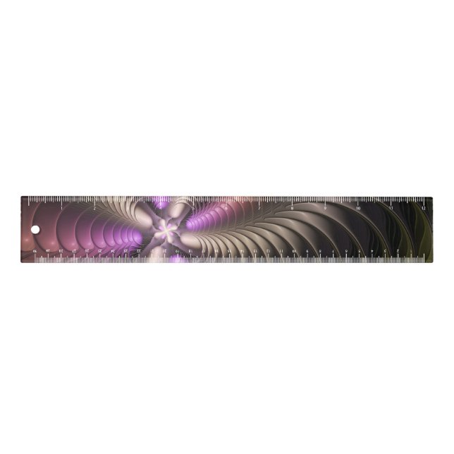 Abstract Shiny Trippy Colorful 3D Fractal Art Ruler (Front)