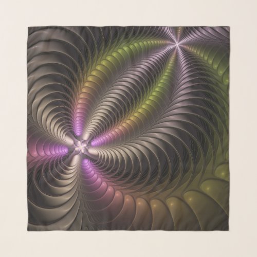 Abstract Shiny Trippy Colorful 3D Fractal Art Scarf