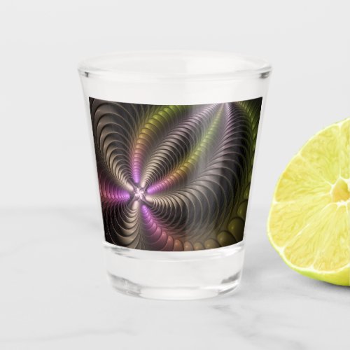Abstract Shiny Trippy Colorful 3D Fractal Art Shot Glass