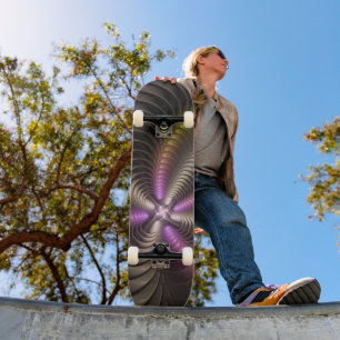 Abstract Shiny Trippy Colorful 3D Fractal Art Skateboard