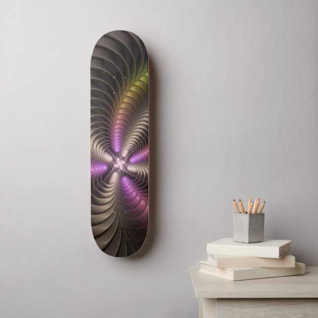 Abstract Shiny Trippy Colorful 3D Fractal Art Skateboard (Wall Art)