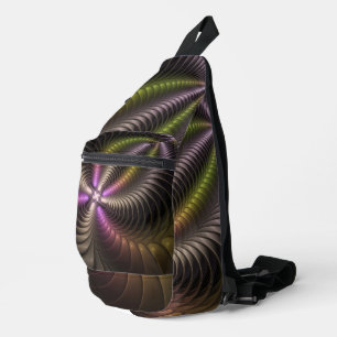 Abstract Shiny Trippy Colorful 3D Fractal Art Sling Bag
