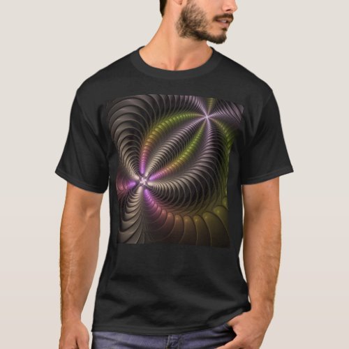 Abstract Shiny Trippy Colorful 3D Fractal Art T_Shirt