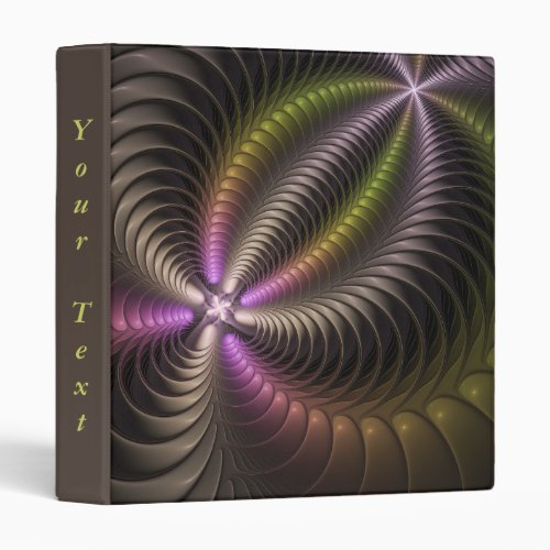 Abstract Shiny Trippy Colorful 3D Fractal Art Text 3 Ring Binder