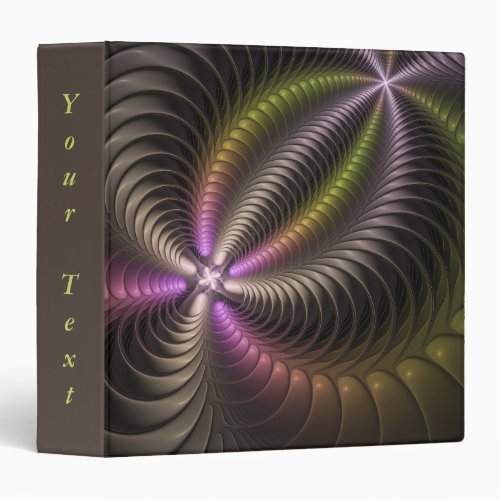 Abstract Shiny Trippy Colorful 3D Fractal Art Text 3 Ring Binder