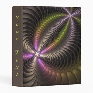 Abstract Shiny Trippy Colorful 3D Fractal Art Text Mini Binder