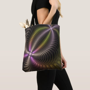 Abstract Shiny Trippy Colorful 3D Fractal Art Tote Bag