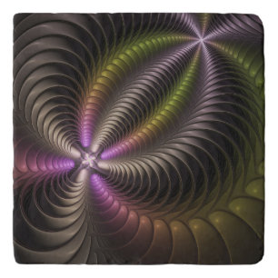 Abstract Shiny Trippy Colorful 3D Fractal Art Trivet