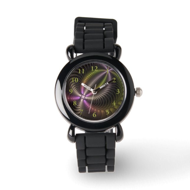 Abstract Shiny Trippy Colorful 3D Fractal Art Watch (Front)