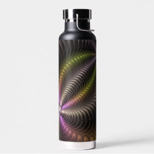 Abstract Shiny Trippy Colorful 3D Fractal Art Water Bottle