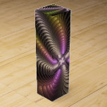 Abstract Shiny Trippy Colorful 3D Fractal Art Wine Box