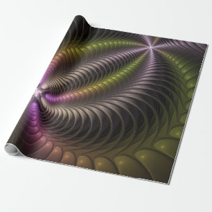 Abstract Shiny Trippy Colorful 3D Fractal Art Wrapping Paper