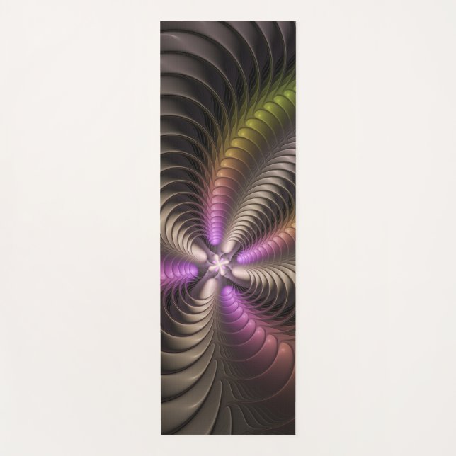 Abstract Shiny Trippy Colorful 3D Fractal Art Yoga Mat (Front)