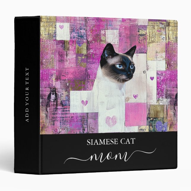 Abstract siamese cat mom 3 ring binder (Front/Spine)