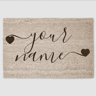 Abstract Signature Your Custom Text or Name Fiber Doormat