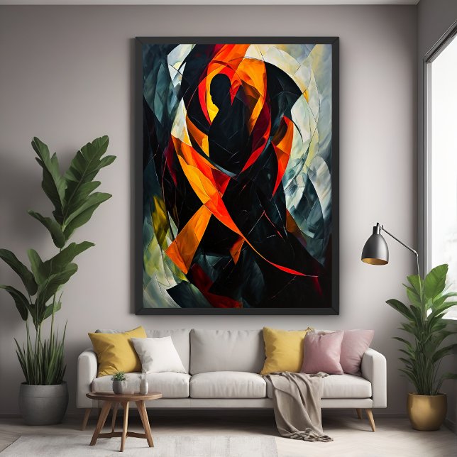 Abstract Silhouette in Fiery Red and Black Art Poster (Creator Uploaded)