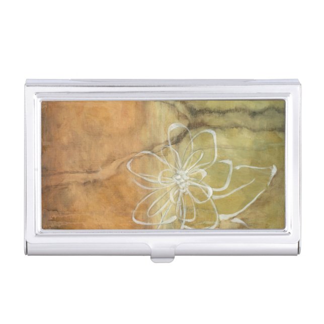 Abstract Silhouette Painting on Tan Background Business Card Holder (Front)