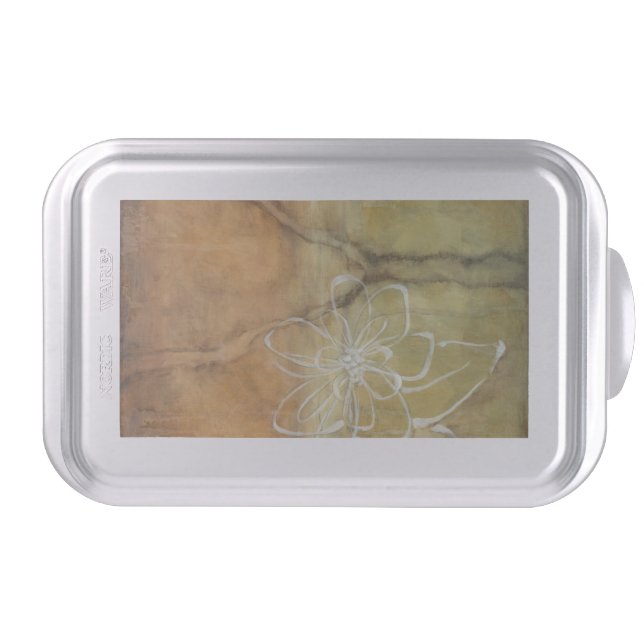 Abstract Silhouette Painting on Tan Background Cake Pan (Front)