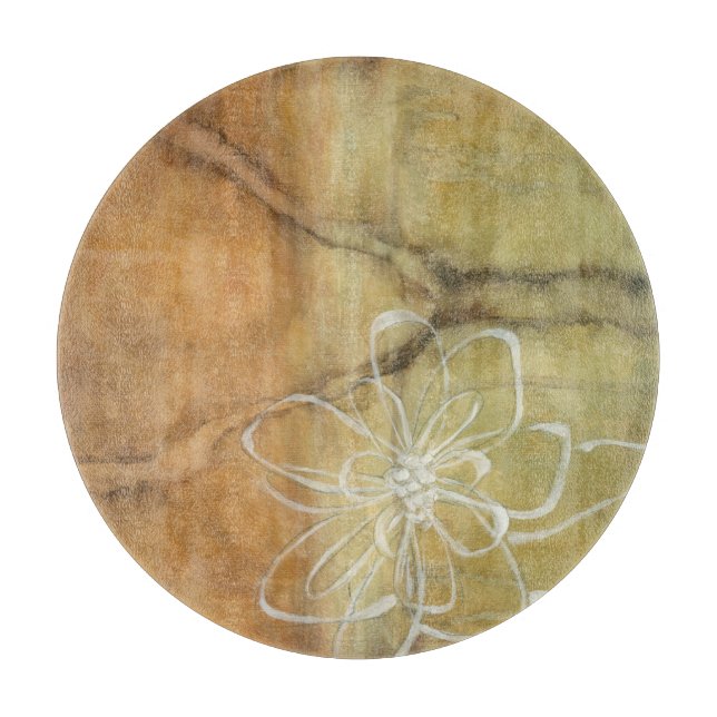 Abstract Silhouette Painting on Tan Background Cutting Board (Front)