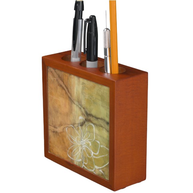 Abstract Silhouette Painting on Tan Background Desk Organizer (In Situ)