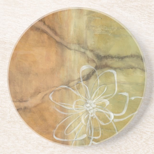 Abstract Silhouette Painting on Tan Background Drink Coaster (Front)