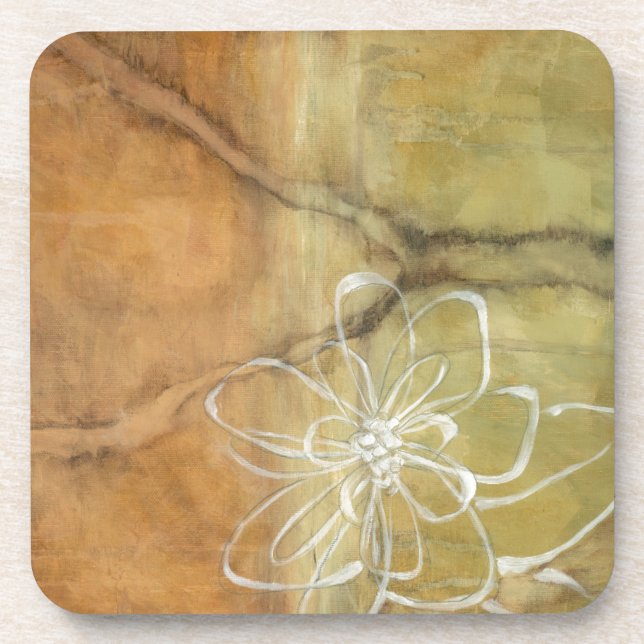 Abstract Silhouette Painting on Tan Background Drink Coaster (Front)