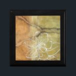 Abstract Silhouette Painting on Tan Background Keepsake Box<br><div class="desc">The background of this Jennifer Goldberger painting looks like a table with a forked crack in it. There is also an abstract silhouette of a flower done in white paint,  just barely overriding the brown background.</div>