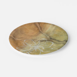 Abstract Silhouette Painting on Tan Background Paper Plates