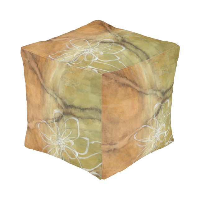 Abstract Silhouette Painting on Tan Background Pouf (Angled Front)