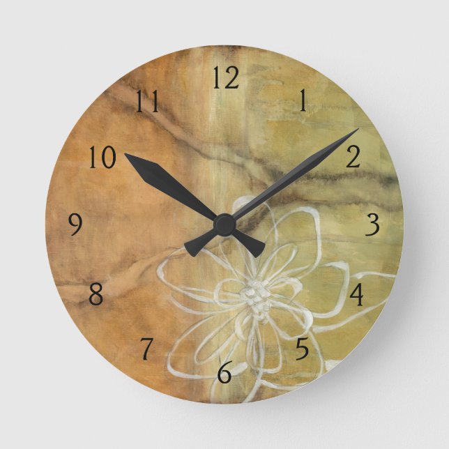 Abstract Silhouette Painting on Tan Background Round Clock (Front)