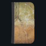 Abstract Silhouette Painting on Tan Background Galaxy S4 Wallet Case<br><div class="desc">The background of this Jennifer Goldberger painting looks like a table with a forked crack in it. There is also an abstract silhouette of a flower done in white paint,  just barely overriding the brown background.</div>