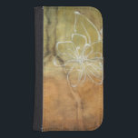 Abstract Silhouette Painting on Tan Background Galaxy S4 Wallet Case<br><div class="desc">The background of this Jennifer Goldberger painting looks like a table with a forked crack in it. There is also an abstract silhouette of a flower done in white paint,  just barely overriding the brown background.</div>