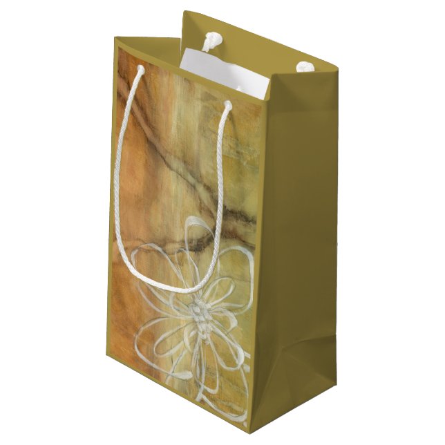 Abstract Silhouette Painting on Tan Background Small Gift Bag (Back Angled)